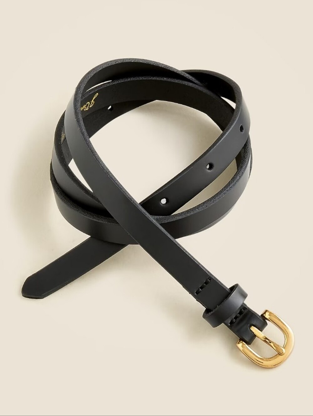J.Crew Skinny Italian Leather Belt Gold Buckle Size Large